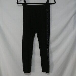 Unbranded | 12 inch waist measured | Soft Black Leggings W/ Glittery Stripes